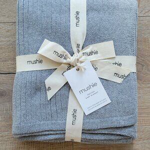 NWT Mushie Ribbed Knit Baby Blanket - Gray Melange